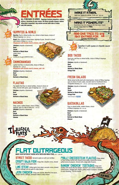 Beef, Chicken or Bean Taco $3. . Tijuana flats menu